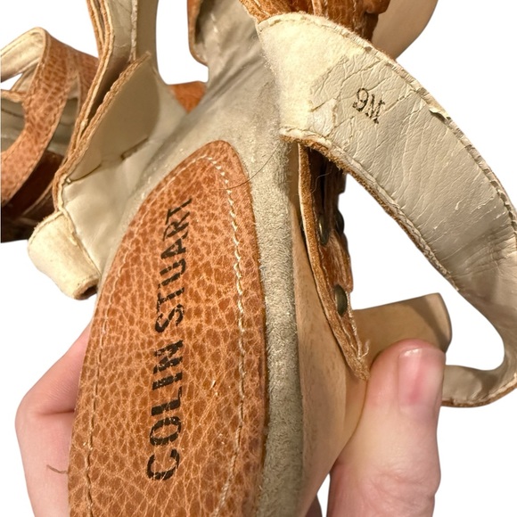 🌿 Y2K Vintage Colin Stuart Leather Wood Platform Sandals – Size 9 - Picture 10 of 10